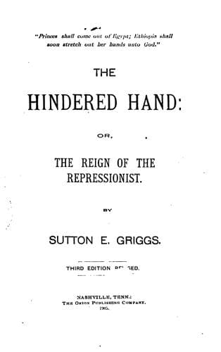 Cover of The hindered hand by Sutton Elbert Griggs