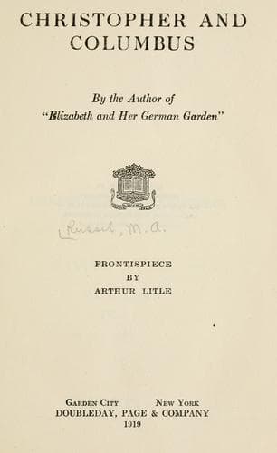 Cover of Christopher and Columbus by Elizabeth von Arnim