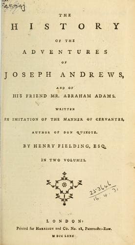 Cover of The History of the Adventures of Joseph Andrews by Henry Fielding