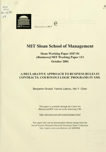 Cover of A declarative approach to business rules in contracts by Benjamin N. Grosof