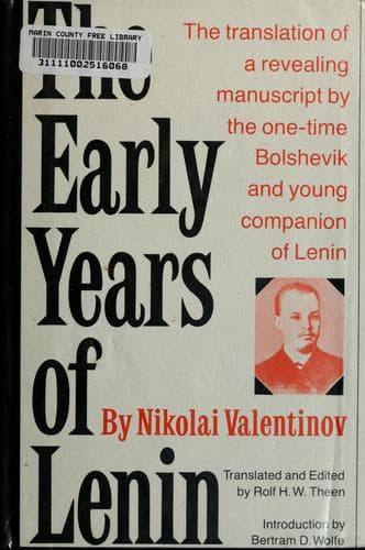 Cover of The early years of Lenin by N. Valentinov