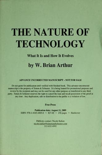 Cover of The nature of technology by W. Brian Arthur