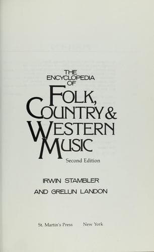 Cover of Encyclopedia of folk, country and western music by Irwin Stambler