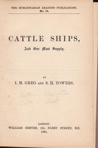 Cover of Cattle ships and our meat supply by I. M. Greg