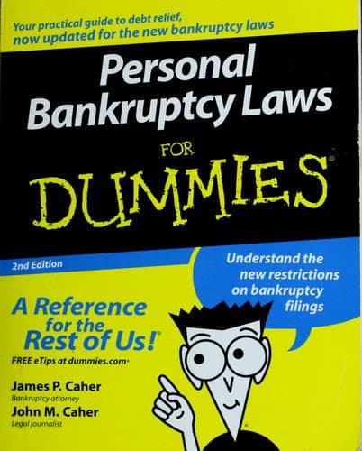 Cover of Personal bankruptcy laws for dummies by James P. Caher
