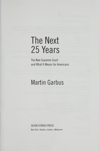 Cover of The next twenty-five years by Martin Garbus