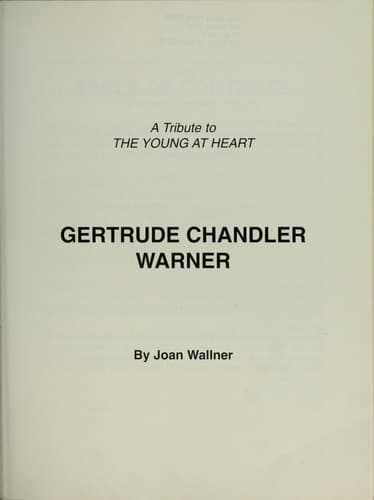 Cover of Gertrude Chandler Warner by Joan Wallner