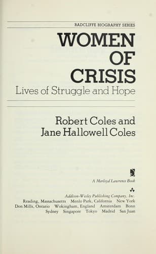 Cover of Women of Crisis by Robert Coles
