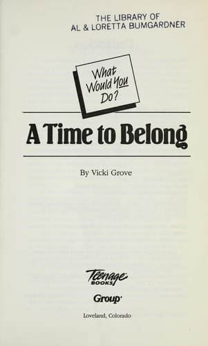 Cover of A time to belong by Vicki Grove