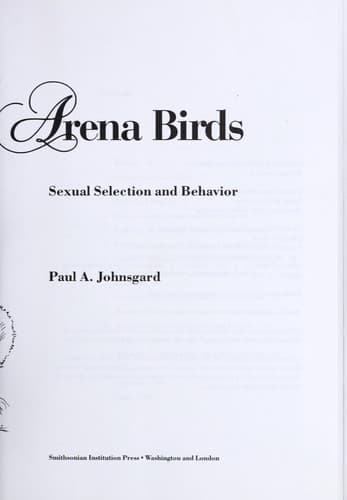 Cover of Arena birds by Paul A. Johnsgard