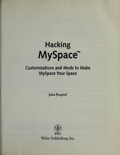 Cover of Hacking MySpace by John Pospisil