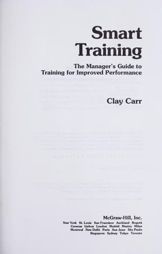 Cover of Smart training by Clay Carr