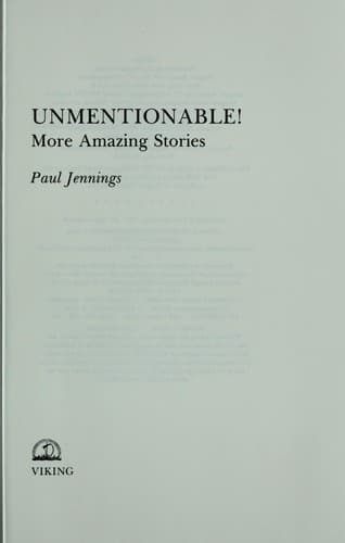 Cover of Unmentionable! by Paul Jennings