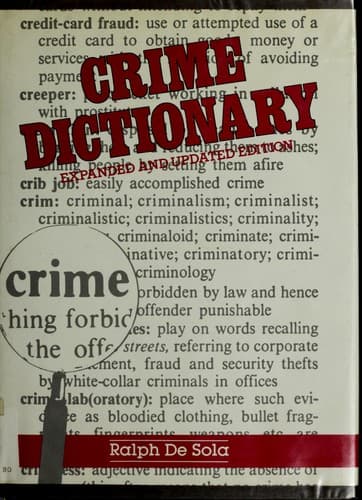 Cover of Crime dictionary by Ralph De Sola