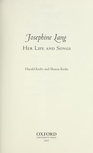 Cover of Josephine Lang by Harald Krebs