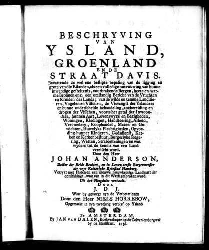 Cover of Beschryving van Ysland, Groenland en de Straat Davis by Johann Anderson