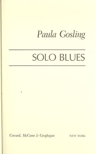 Cover of Solo Blues by Paula Gosling