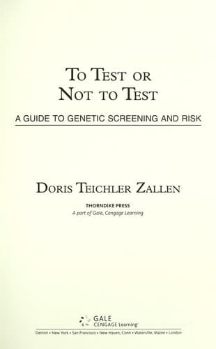 Cover of To test or not to test by Doris Teichler-Zallen