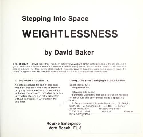 Cover of Weightlessness by David Baker