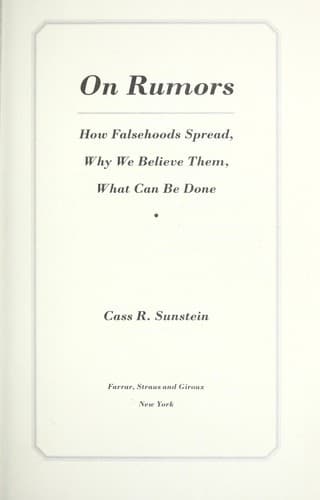 Cover of On rumors by Cass R. Sunstein