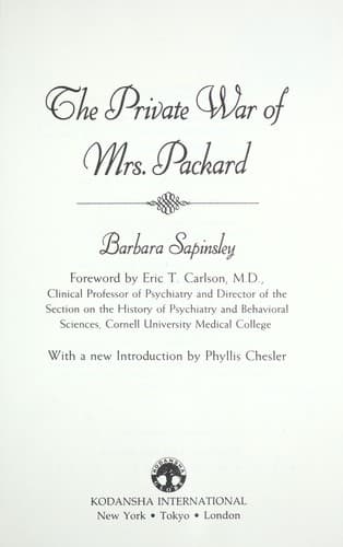 Cover of The private war of Mrs. Packard by Barbara Sapinsley