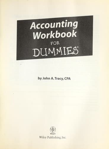 Cover of Accounting workbook for dummies by John A. Tracy