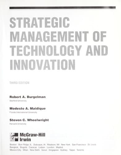 Cover of Strategic management of technology and innovation by Robert A Burgelman