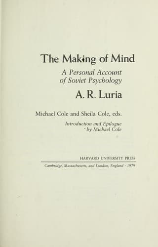 Cover of The making of mind by Alexander Luria