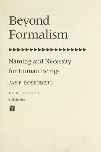 Cover of Beyond formalism by Jay F. Rosenberg