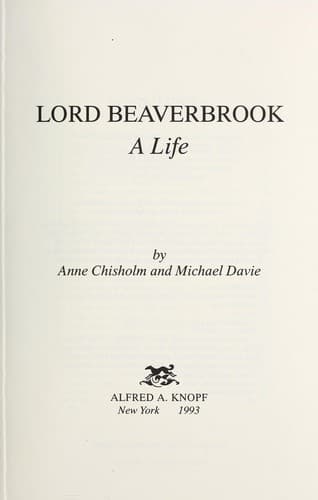 Cover of Beaverbrook by Anne Chisholm