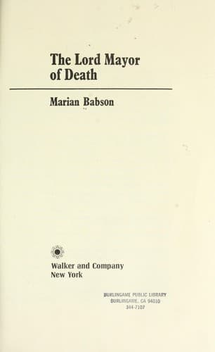 Cover of The Lord Mayor of Death by Marian Babson