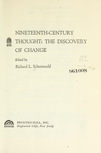 Cover of Nineteenth Century Thought by Richard L. Schoenwald