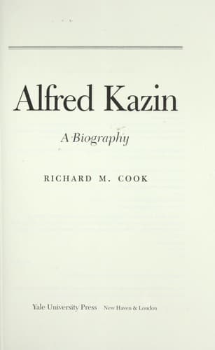 Cover of Alfred Kazin by Richard M. Cook
