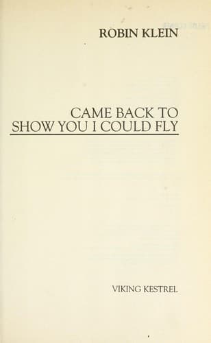 Cover of Came back to show you I could fly by Robin Klein