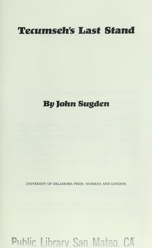 Cover of Tecumseh's last stand by John Sugden