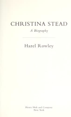 Cover of Christina Stead by Hazel Rowley