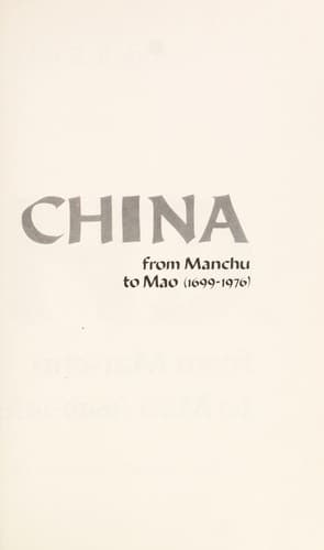 Cover of China from Manchu to Mao (1699-1976) by John R. Roberson