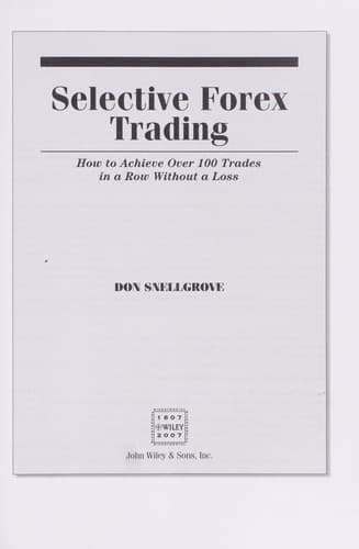 Cover of Selective Forex trading by Don Snellgrove
