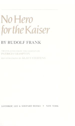 Cover of No hero for the Kaiser by Rudolf Frank