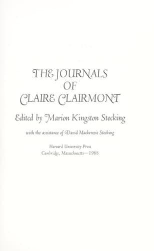 Cover of The journals of Claire Clairmont by Clara Mary Jane Clairmont