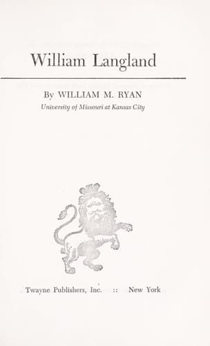 Cover of William Langland by William M. Ryan