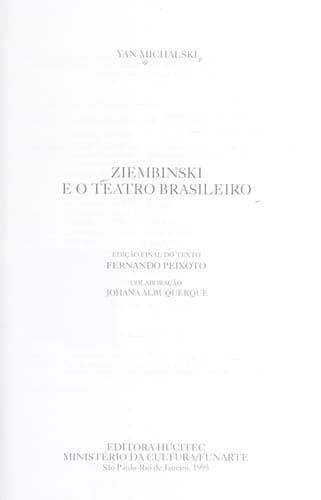 Cover of Ziembinski e o teatro brasileiro by Yan Michalski