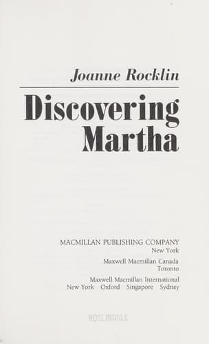 Cover of Discovering Martha by Joanne Rocklin