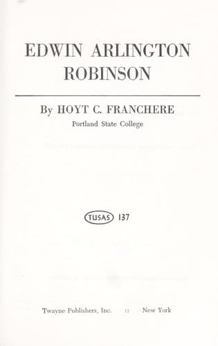 Cover of Edwin Arlington Robinson by Hoyt C. Franchere