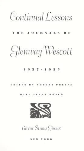 Cover of Continual Lessons by Glenway Wescott