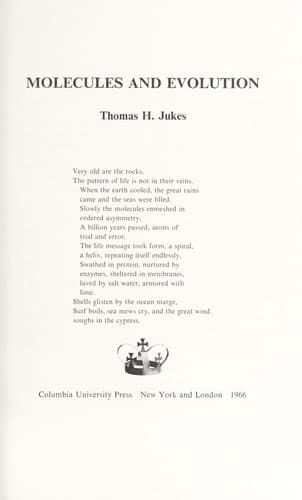 Cover of Molecules and evolution by Thomas H. Jukes
