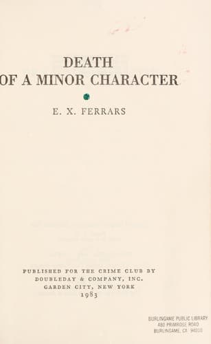 Cover of Death of a minor character by Elizabeth Ferrars
