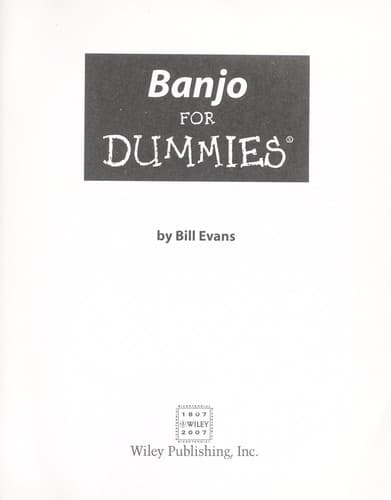 Cover of Banjo for dummies by Bill Evans