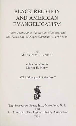 Cover of Black religion and American evangelicalism by Milton C. Sernett