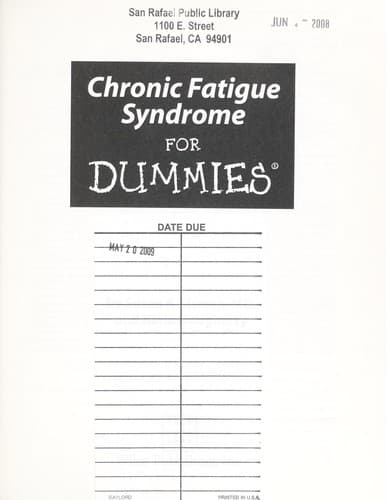 Cover of Chronic fatigue syndrome for dummies by Susan R. Lisman
